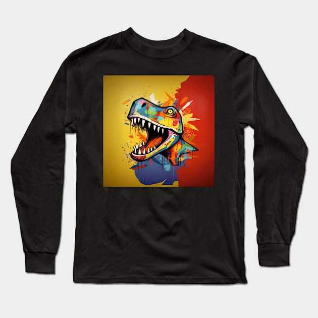 Graffiti T-Rex Long Sleeve T-Shirt by Geminiartstudio